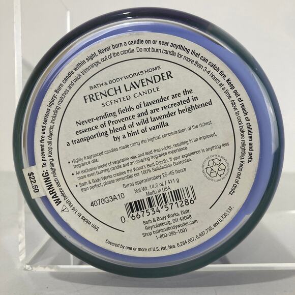 Unburned Bath & Body Works Home French Lavender Provence 2014 3 Wick Candle - Picture 6 of 6